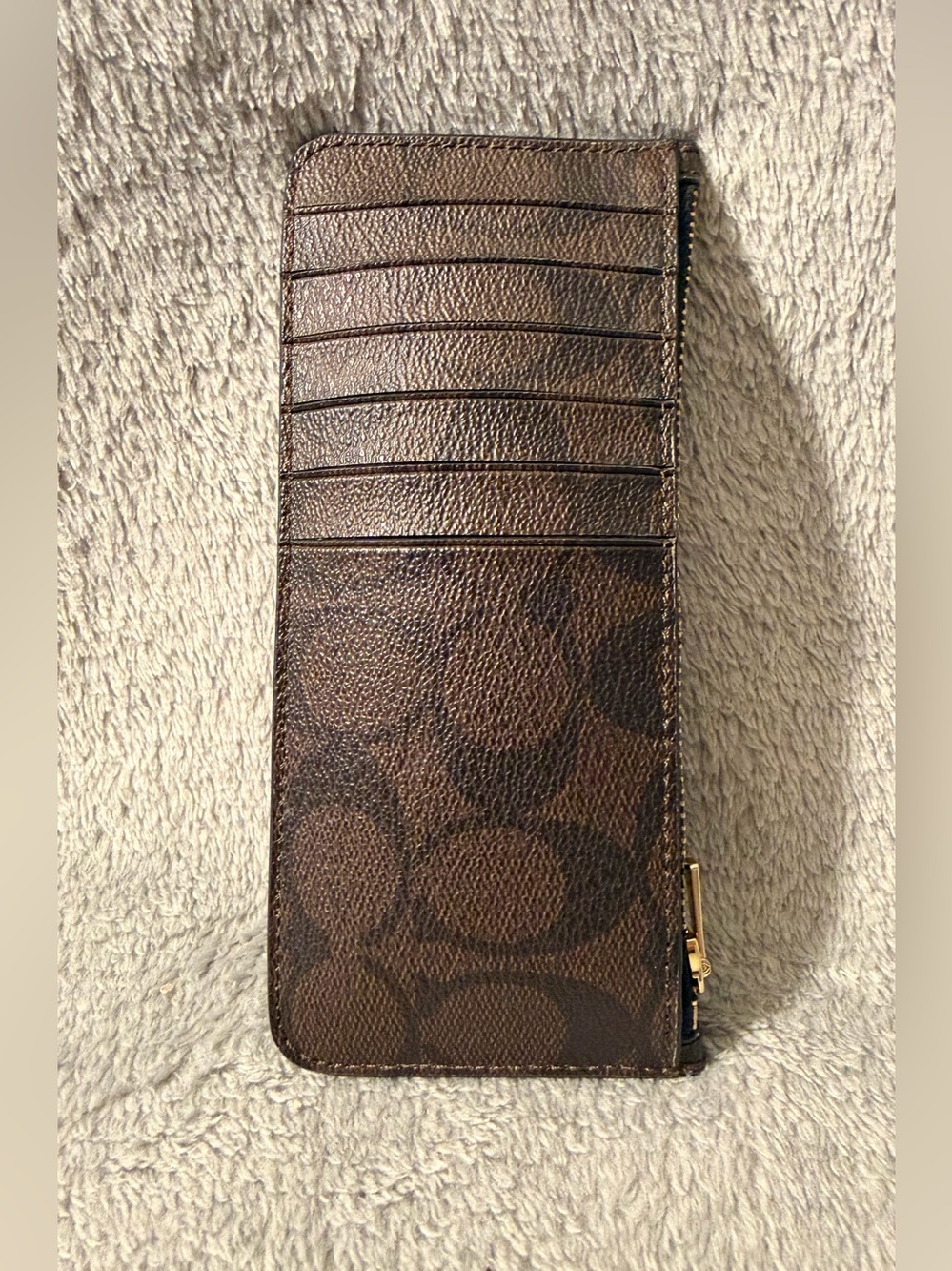 Coach Brown Signature Zip Card Case Wallet - Picture 5 of 6